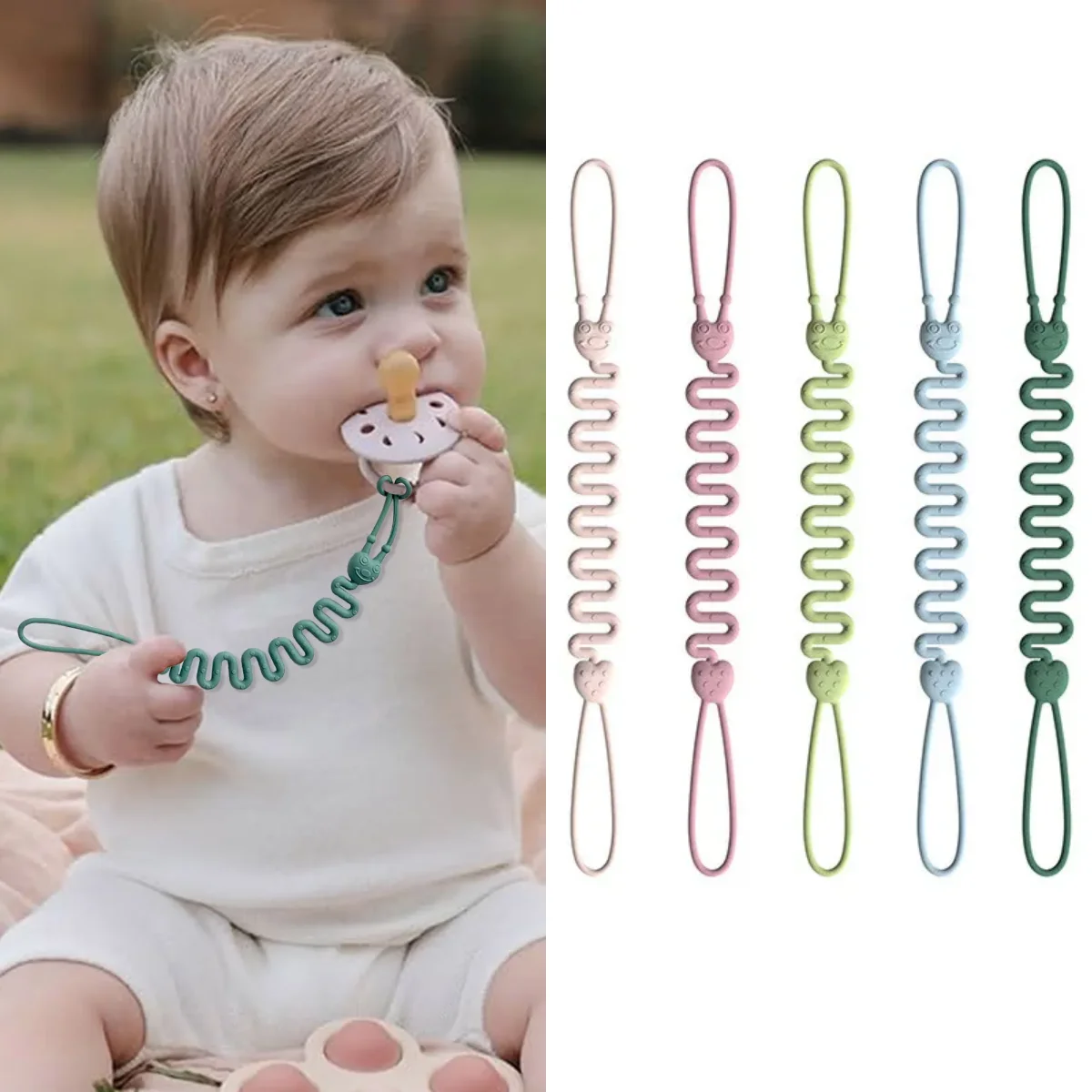 

1pc Silicone Pacifier Chain Baby Toy Teether Anti Drop Rope Nipple Holder Guard Teether Pendant Newborn Gifts Baby Accessories