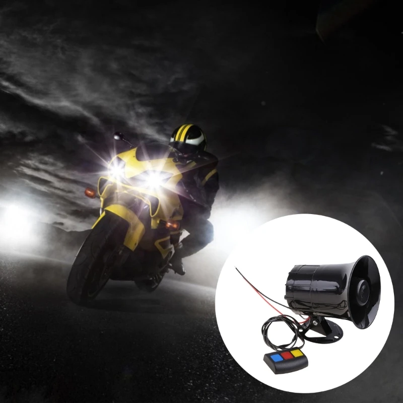 12V 3 Tone Sound Loud Car Horn Motorcycle Amplifier Warning Alarm Police Fire Siren Horn Speaker Automotive Accessories