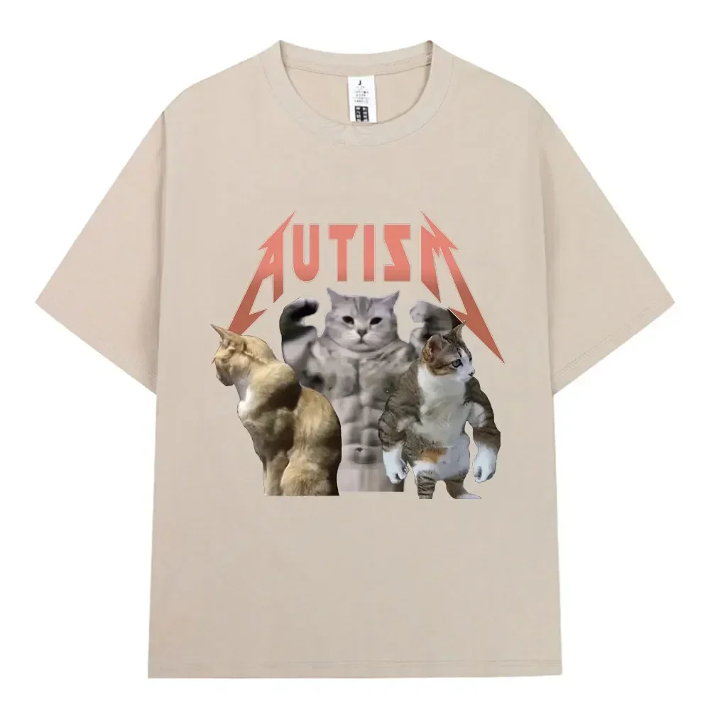 Buff Cats Autism Memory T-shirt Fitness Gym Fashion Hip Hop Short Sleeve T Fashion Harajuku Kawaii T-shirt Women's Y2K Clothing