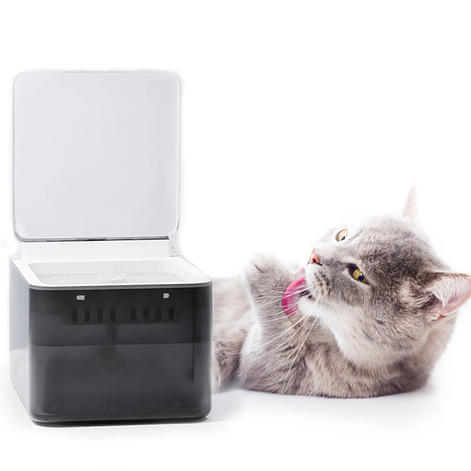 

Modern Stylish Wireless Cat Water Fountain Radar Dust-Free Cover 10-Day Last 4-Stage Filtration Cat Water Dispenser Made Plastic