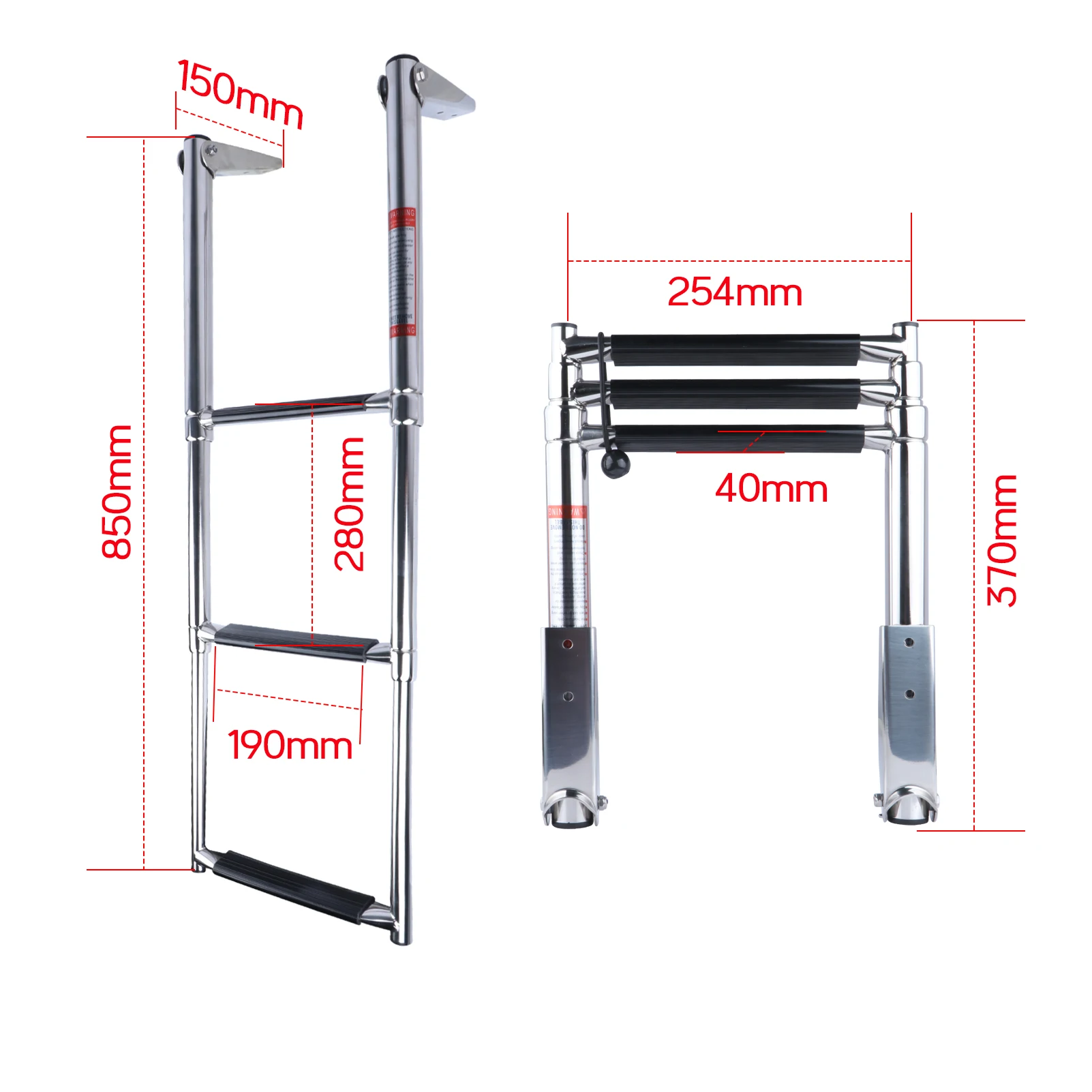 3 Step Boat Ladder Stainless Steel Telescoping Ladder For Boat Yacht Swim Platform Marine Accessories