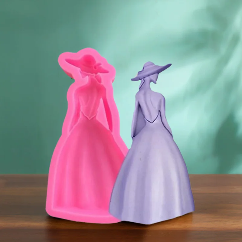 4 pieces, Goddess Back Silicone Mold Chocolate Flip Sugar Decoration Baking Cake Gypsum Pendant Mold