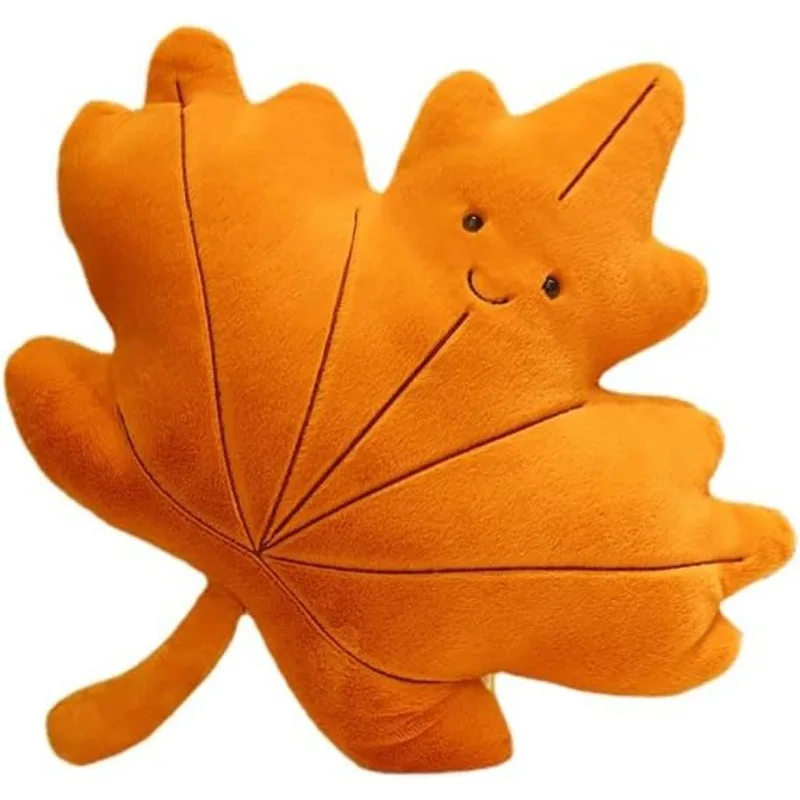 Maple Leaf Ginkgo Leaves Plush Pillow, Kawaii Soft Plant Cushion for Home Sofa Decor