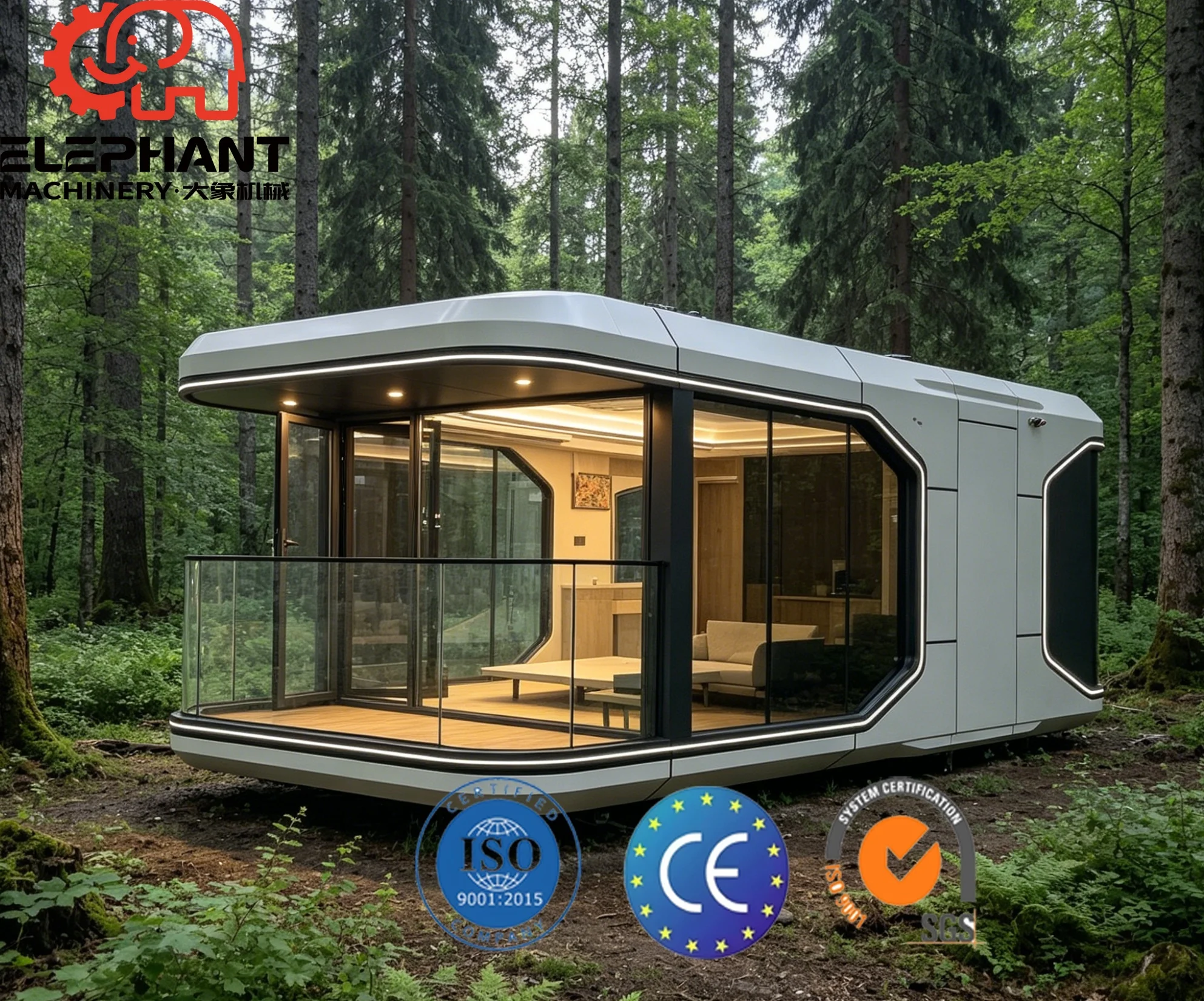 Full Finishes 8.5m Capsule Cabin Movable House Space Capsule Tiny House