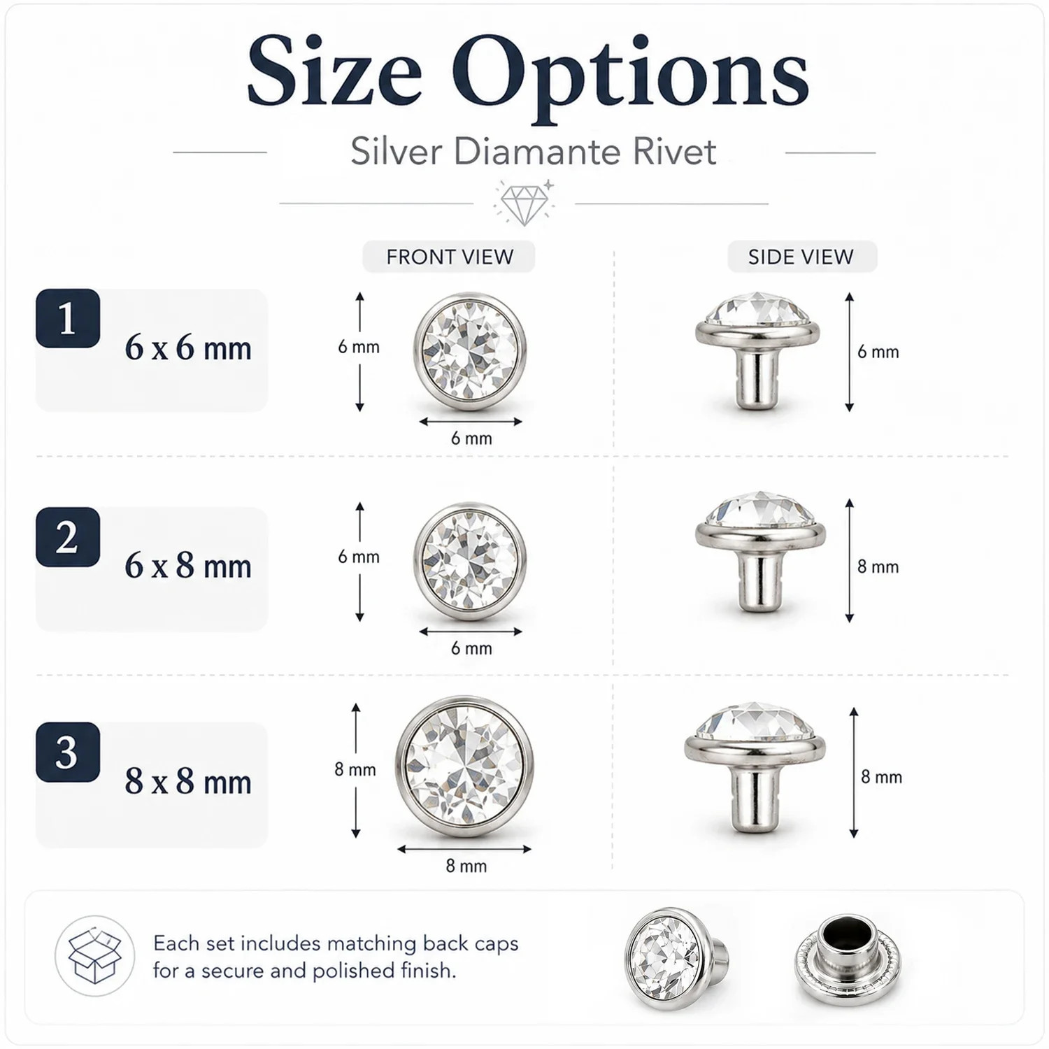 50-500pcs 6-8mm Coppers Rhinestone Rivets, Crystal Stud Nails for Leathercraft, Shoe, Bag DIY Decoration Hardware