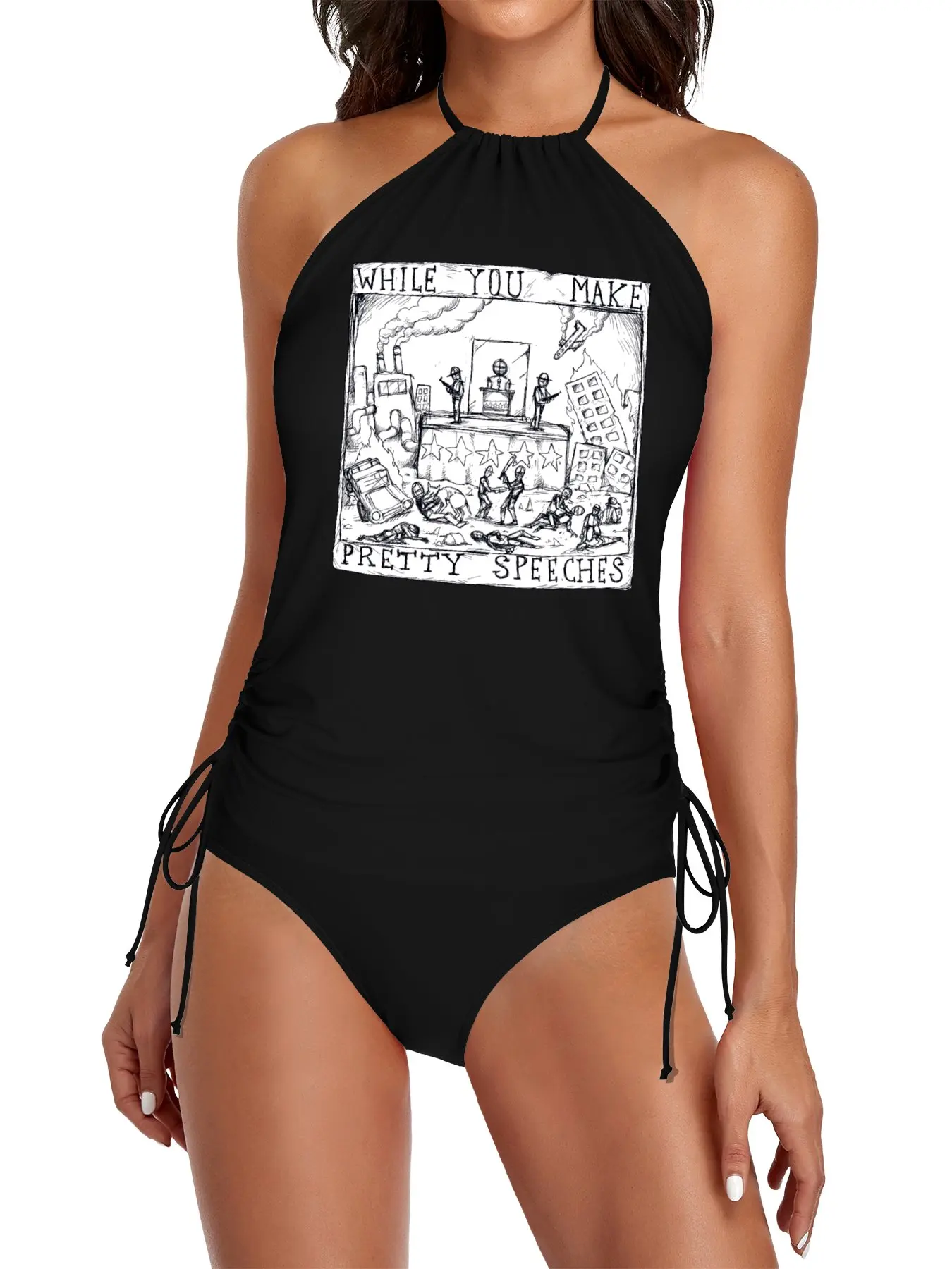 

Like Spinning Plates - Illustrated Lyrics Split Swimsuit Set woman swimwear 2025 swimwear 2025