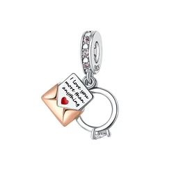 925 Sterling Silver Confession letter wedding ring Pendant Charm Fit Original Charms Bracelets Women DIY Jewelry Gift