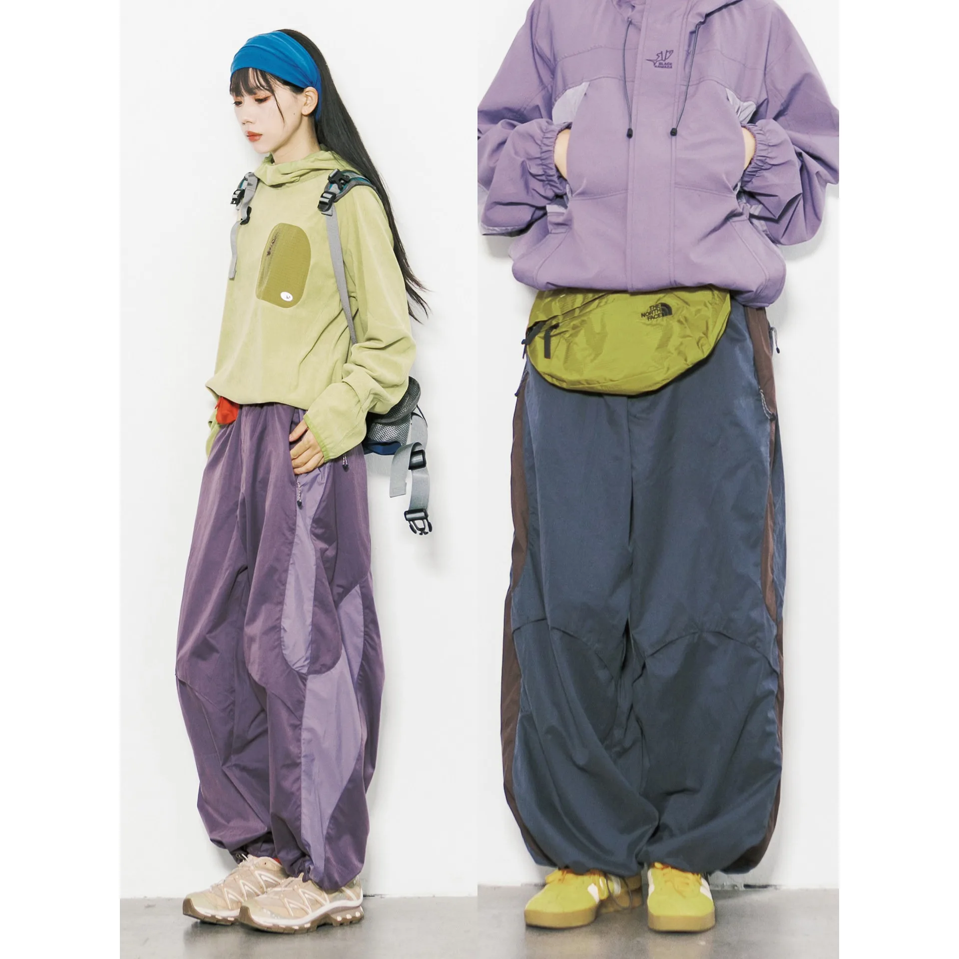 Outdoor Splice Color Wide Leg Sport Pants Men Women Loose Casual Lightweight Quick Dry Cargo Baggy Pants Jogger Sweatpants