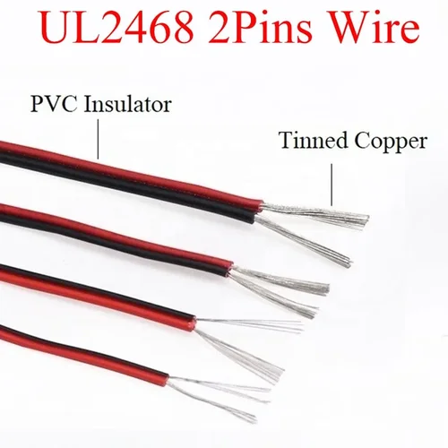 Imagen 2 del producto 30awg-16awg Alambre de cobre estañado de 2 pines 80 ° C 300V PVC que conecta el cable de extensión flexible rojo y negro para luces de cinta LED