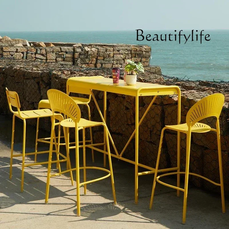 Q Organizer Sedie da bar alla moda Salotto minimalista all'aperto Sedie da bar d'attesa Ristorante moderno in metallo Banqueta Mobili unici