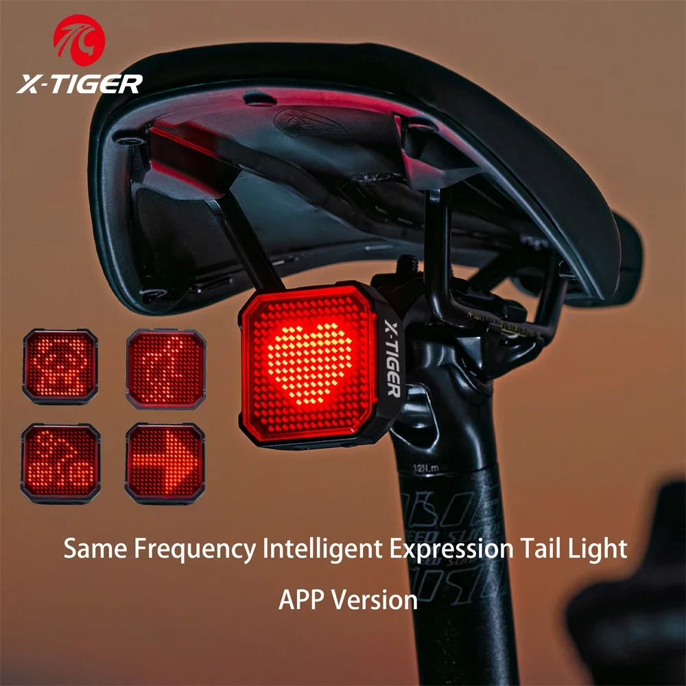 

X-TIGER Cycling Tail Light IP66 Waterproof MTB Road Bicycle Light Smart Brake Sensor APP Build Mode Smart Expression Taillight