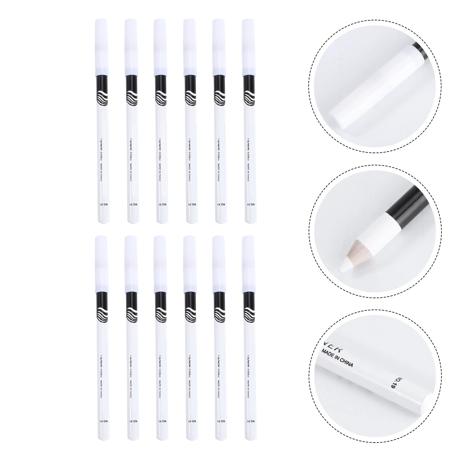 12개입 화이트 아이라이너 펜슬, 미세 팁, 방수, 롱래스팅, 하이라이터 메이크업 펜, 실크웜 펜, 아이섀도우 펜슬