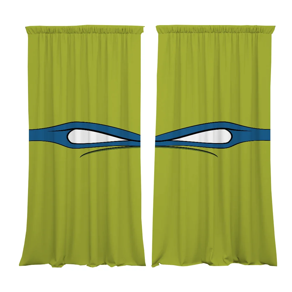 Long Curtains for Living Room 2 Pieces Blackout Curtains Door Curtain  T-teenage Mutant Ninja Turtles Partition Kitchen Camera