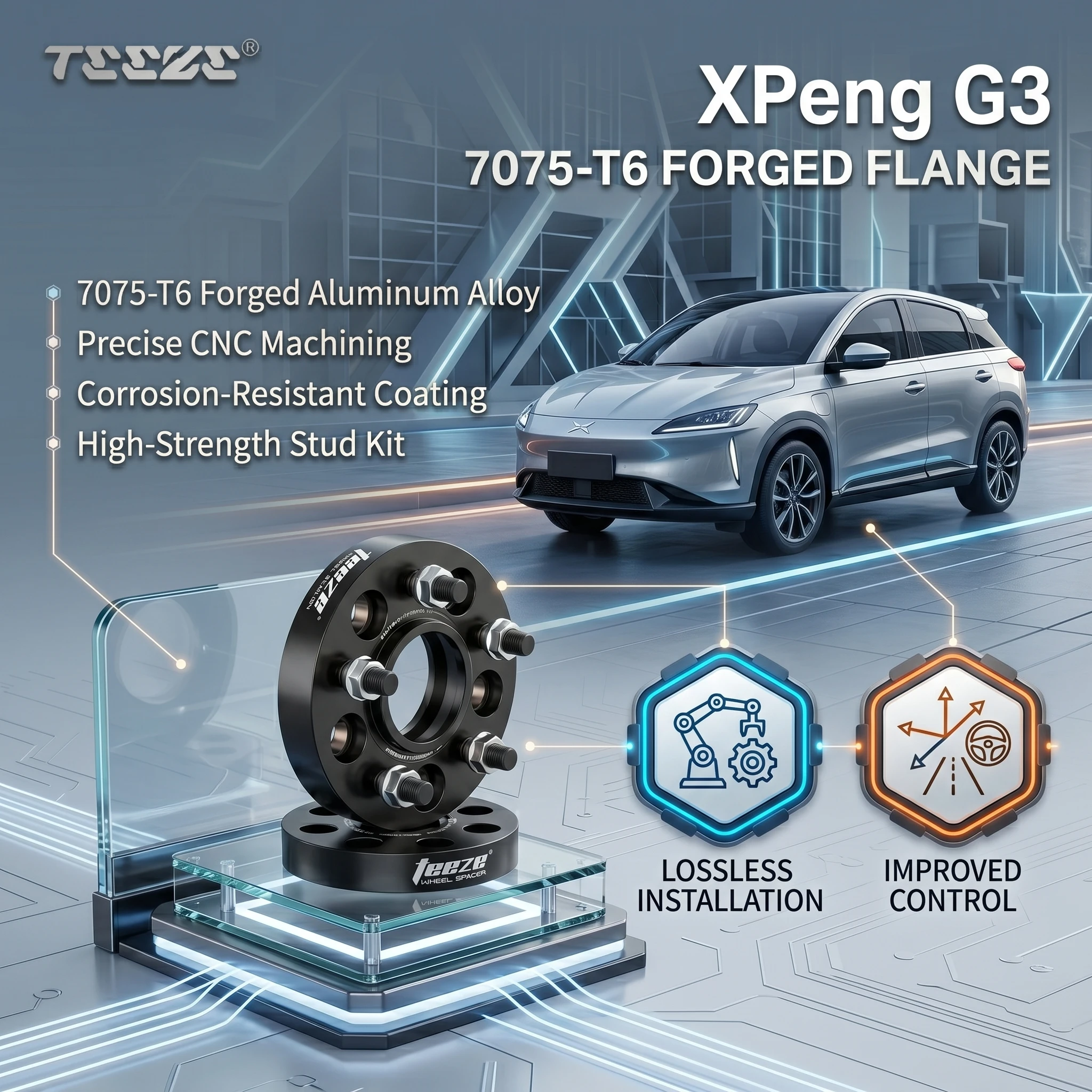 

Teeze 2/4pcs 5x114.3 60.1 M12x1.25 Hub Centric Black Forged wheel spacer For XPeng G3 Flange Plate 15/20/25/30/35mm