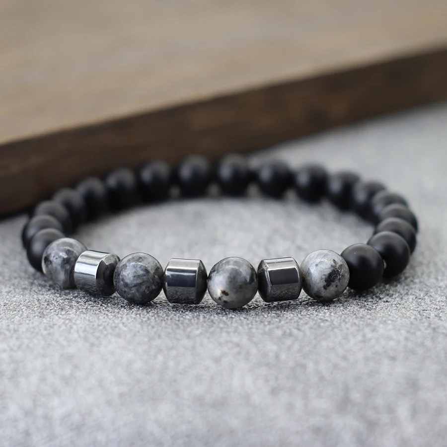 Noter Stylish Onyx Stone Bracelet For Men 8mm Natural Howlite Tiger Eyes Braslet Hematite Healing Braclet Leisure Pulseira Joias