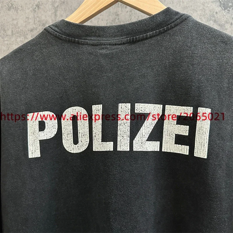 POLIZEI Kanye Vintage T Shirt Men Women 1:1 High Quality T-shirt Tops Tee