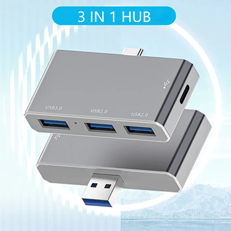 Typ C USB 3.0 HUB Mini 3 porty USB 2.0 Hub Szybki transfer danych Splitter Box Adapter do PC Laptop MacBook Pro Akcesoria