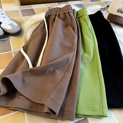 Large Size Men's Fashion Shorts New Brand Casual Waffle Luxury Loose Trunks Multi Colors Male Knee Streetwear Bermuda shorts