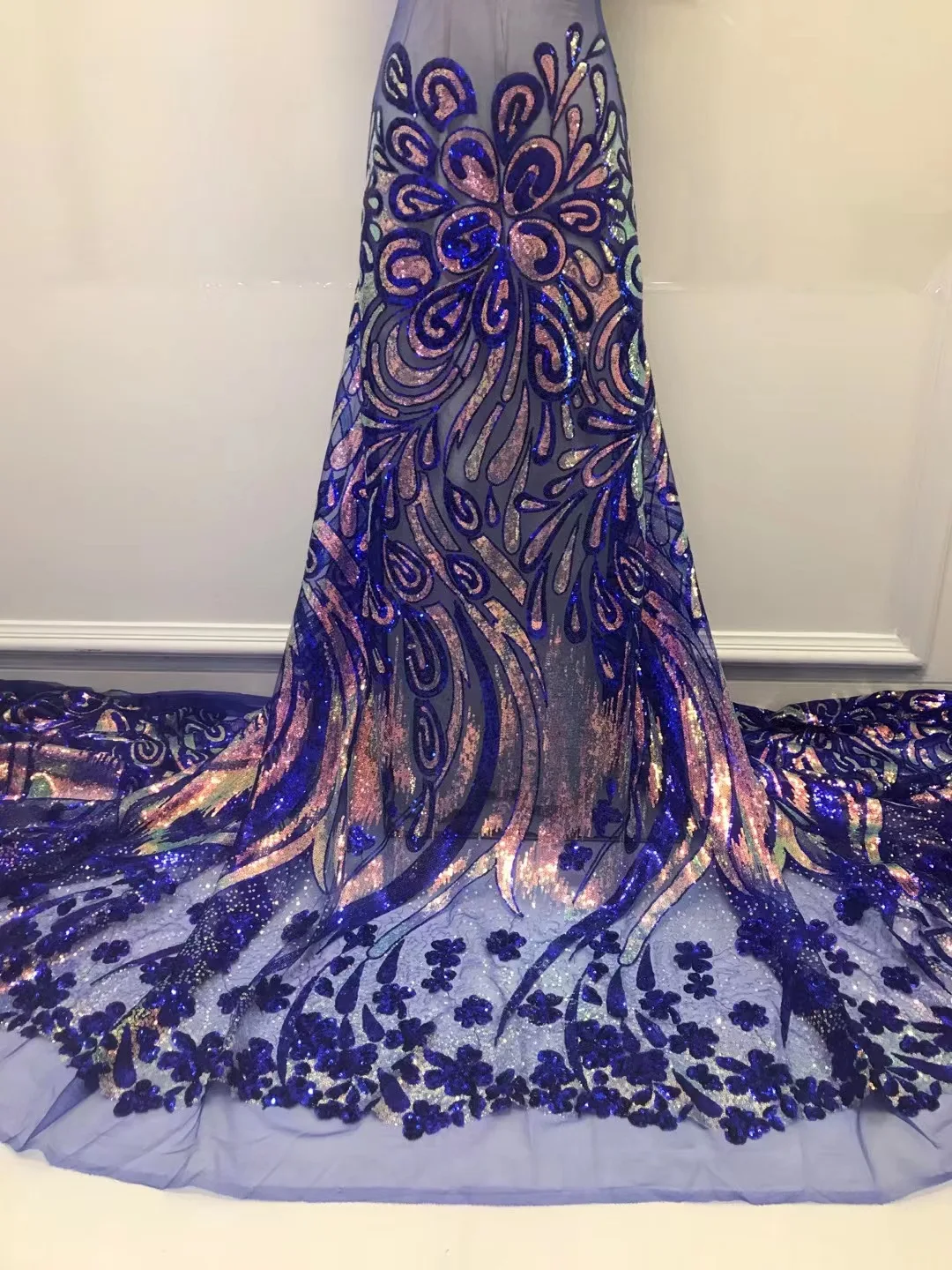 Gradient Color African Small Sequin Fabric Evening Dress Lace Material Glitter Net Stage Cloth Accessories