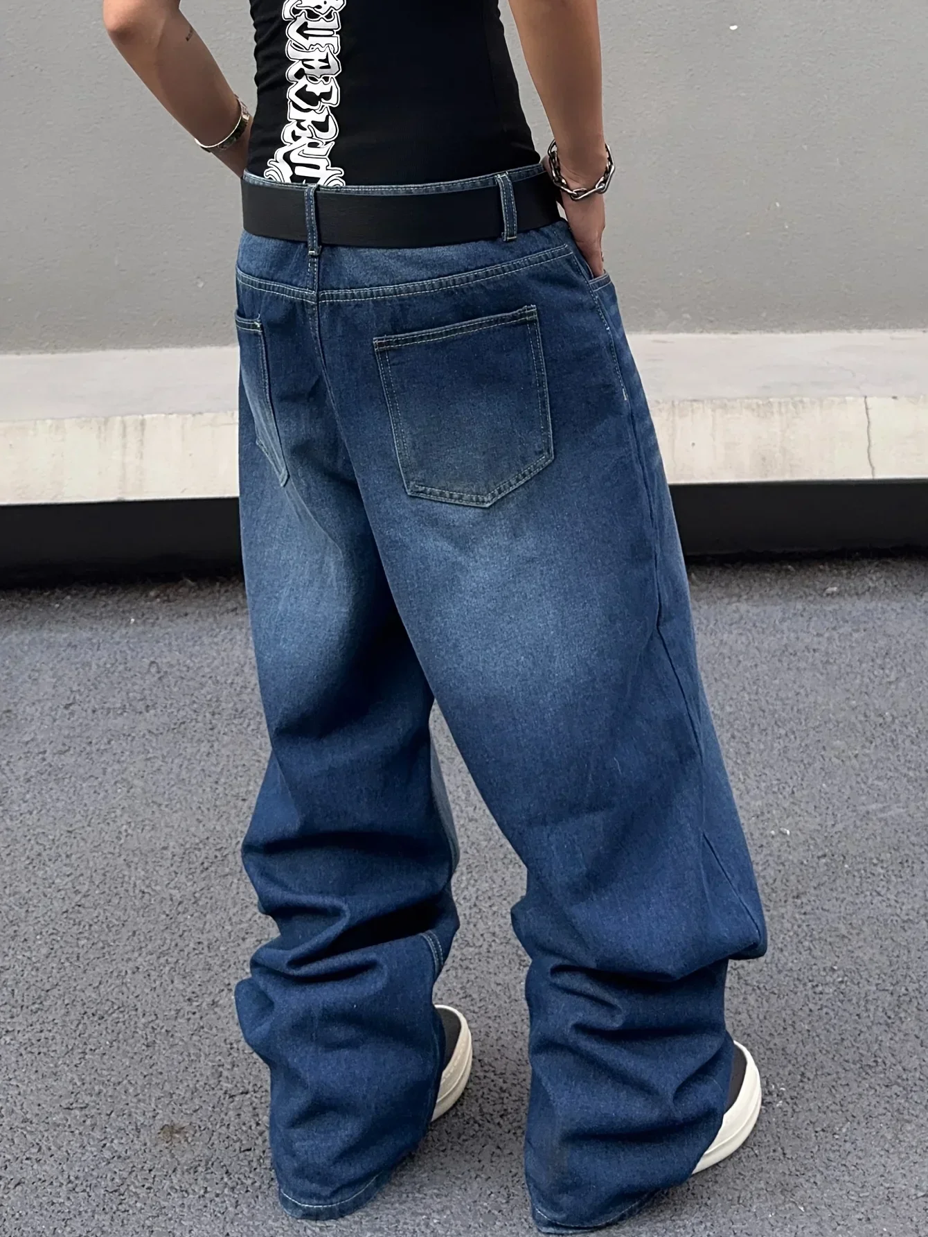 1pc men's retro baggy jeans] men's vintage style baggy jeans, cotton-blend denim, all seasons street style