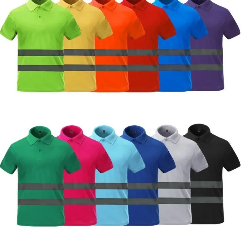 Work Shirt Men Safety Polo Shirt Summer Construction Workwear With Reflective Stripes Quick Dry