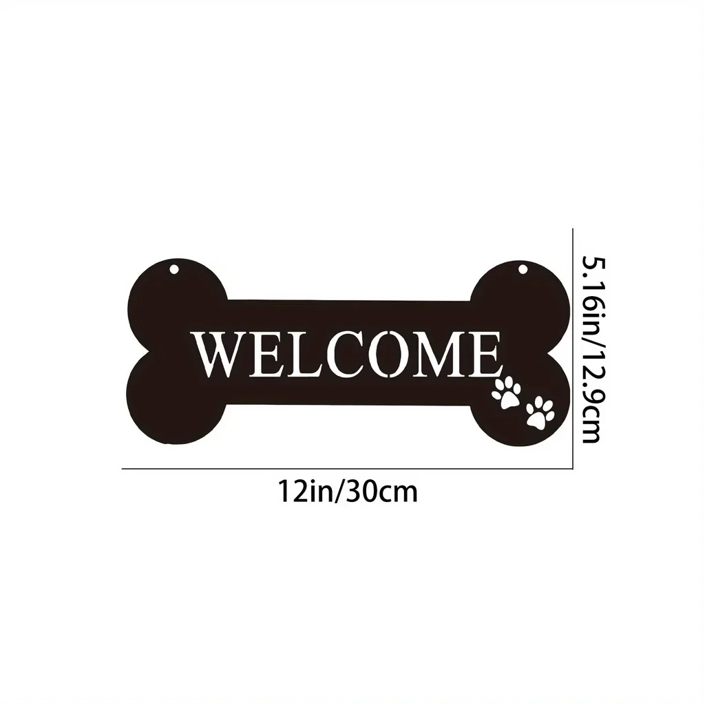 1 st Welkom Bone Hond Metalen Muur Opknoping Teken Leuke Kawaii Home Decor Tuin Kantoor Yard Decoratie Metalen Unieke Sculptuur Standbeeld