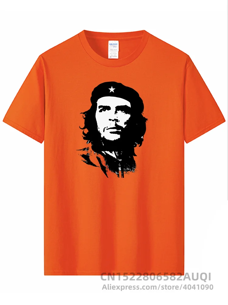 Camiseta de manga corta para hombre, camisa informal con cuello redondo, 100% algodón, estampado de Che Guevara Revolution