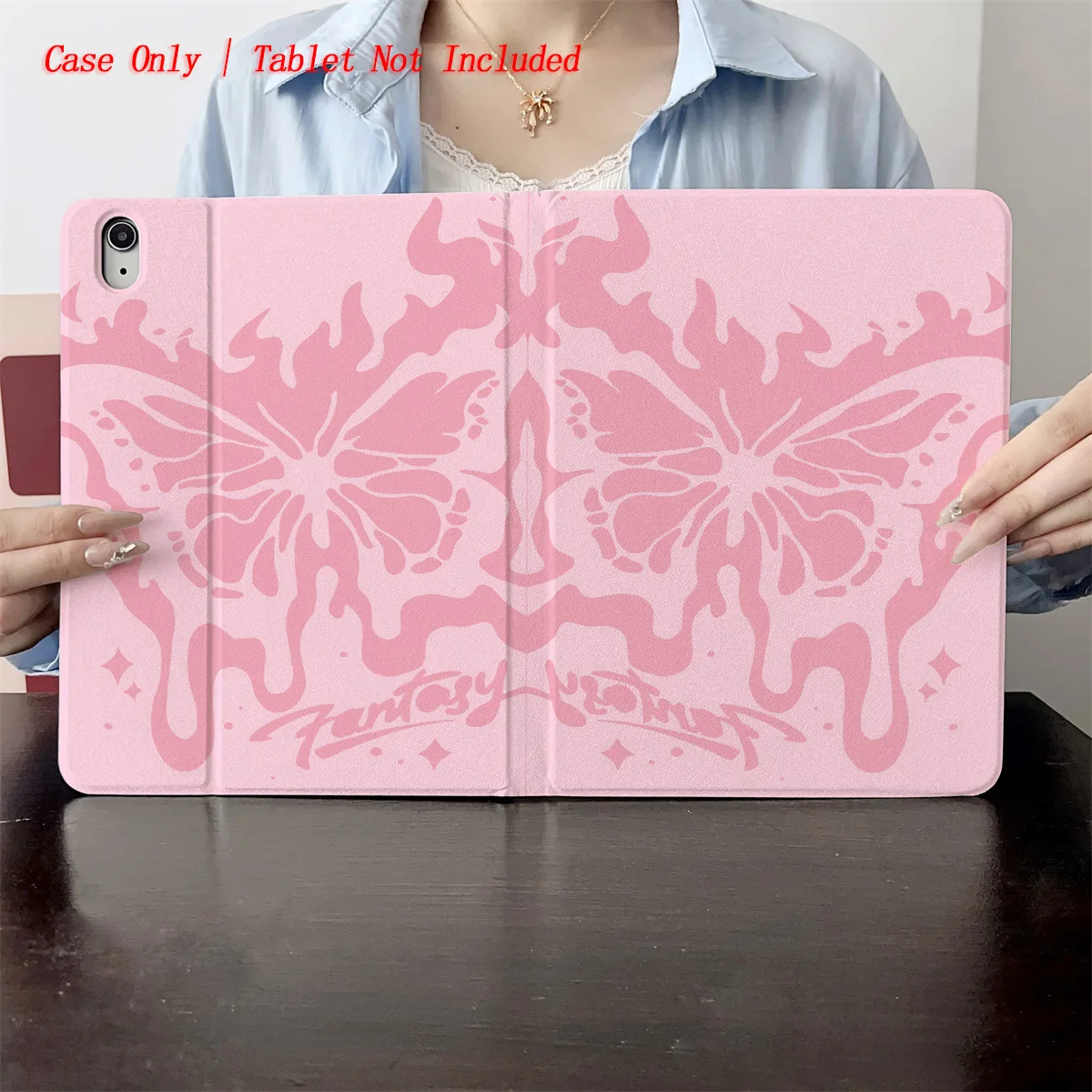 خلفية وردية أنيقة + حافظة iPad مطبوعة على شكل فراشة لهب وردي لهاتف Apple iPad Pro 12.9 Air3 Mini 5 9th Gen غطاء نحيف مضاد للخدش #1