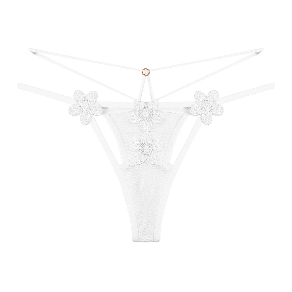 Sexy Frauen G-string Floral Stickerei Mesh Unterwäsche Transparent Hohl Tanga Niedrige Taille T-back Höschen Verführung Erotische Dessous