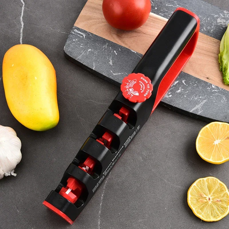 Black/Red Kitchen Facilitative Sharpener Angle Adjustable Grinder Whetstone Four in One Knife Sharpener Professional Tools