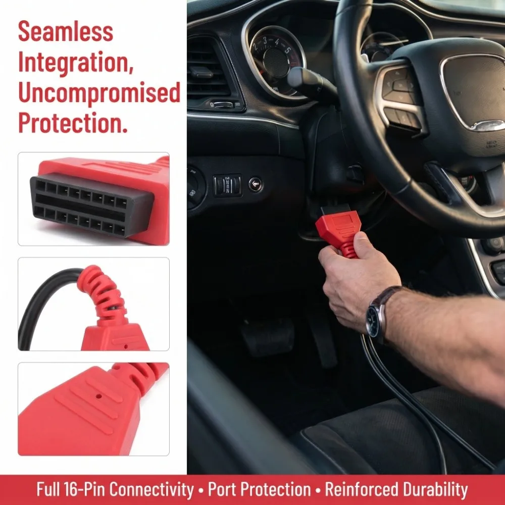 Universal 16+32 Pin OBD2 Bypass Cable Pink Compatible OBDII Gateway Adapter ABS OBD2 Extension Cable Auto ECU Scanner