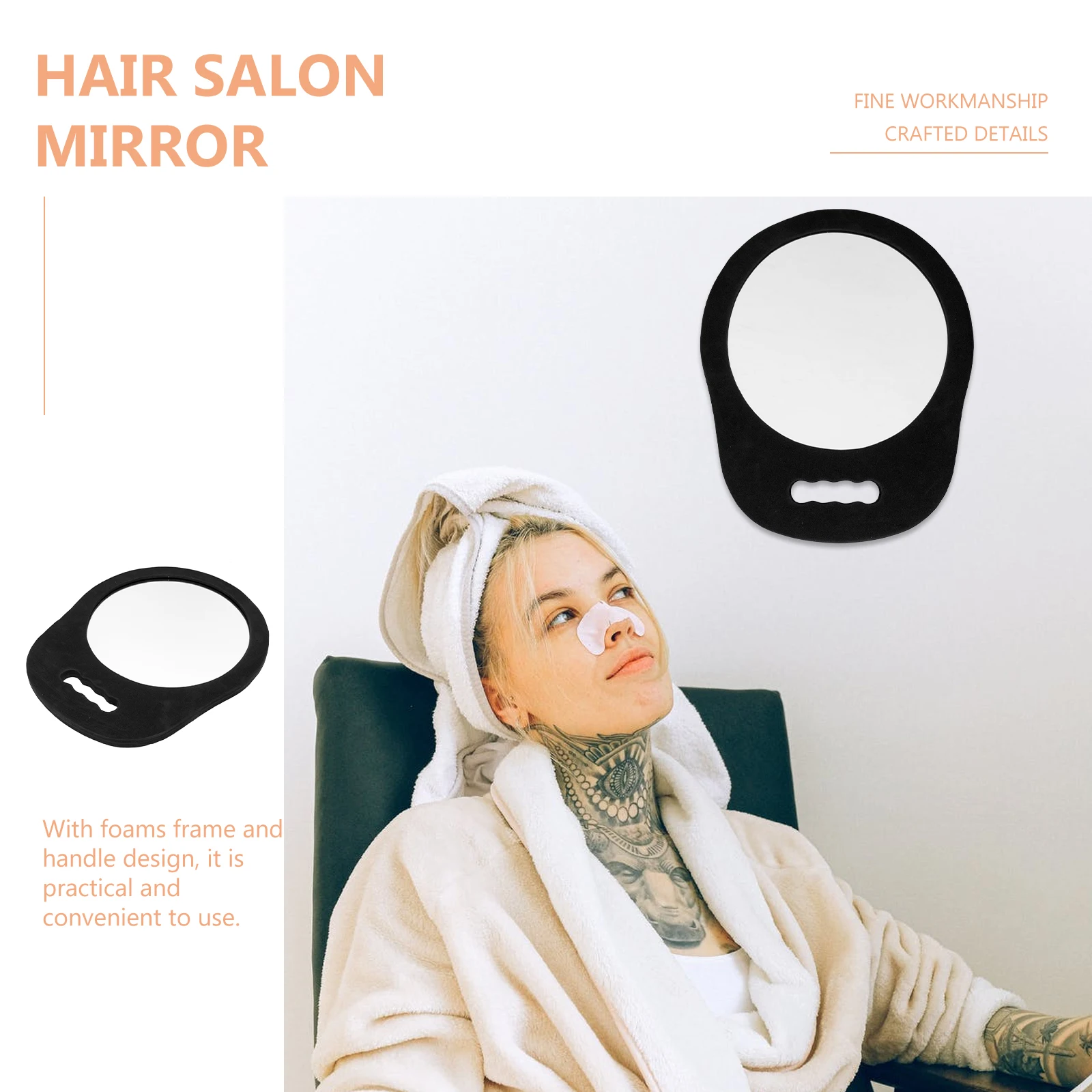 

Foam Round Mirror Makeup Mirrors Vanity Hair Small Handheld Beauty Salon Vintage Handle