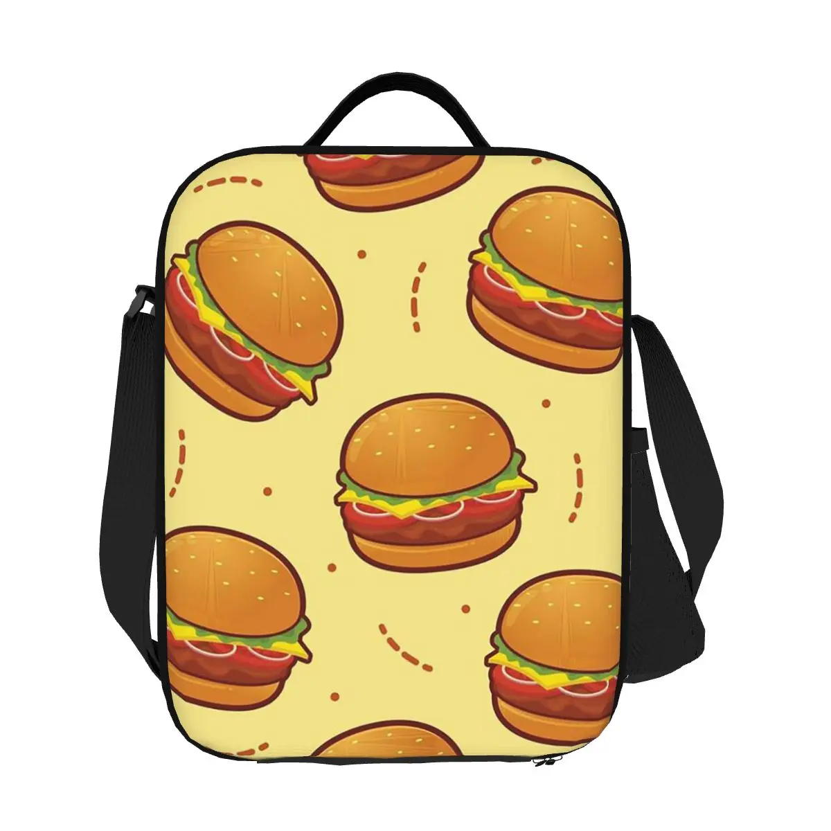 

Burger Pattern Insulated Lunch Bag for Women Kids Leakproof Food Boxes Thermal Lunch Box Tote