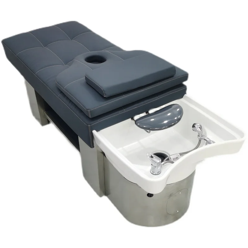 

Barber shop shampoo bed flush high-grade Thai stainless steel shampoo bed for hair salon