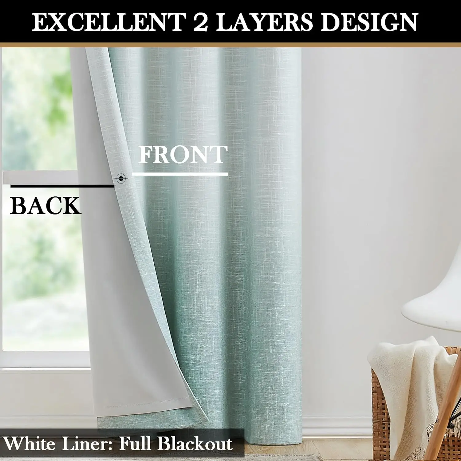 Panel tirai gelap penuh Ombre 95 inci, tirai jendela pelindung panas efisien energi kamar tidur rumah pertanian panjang