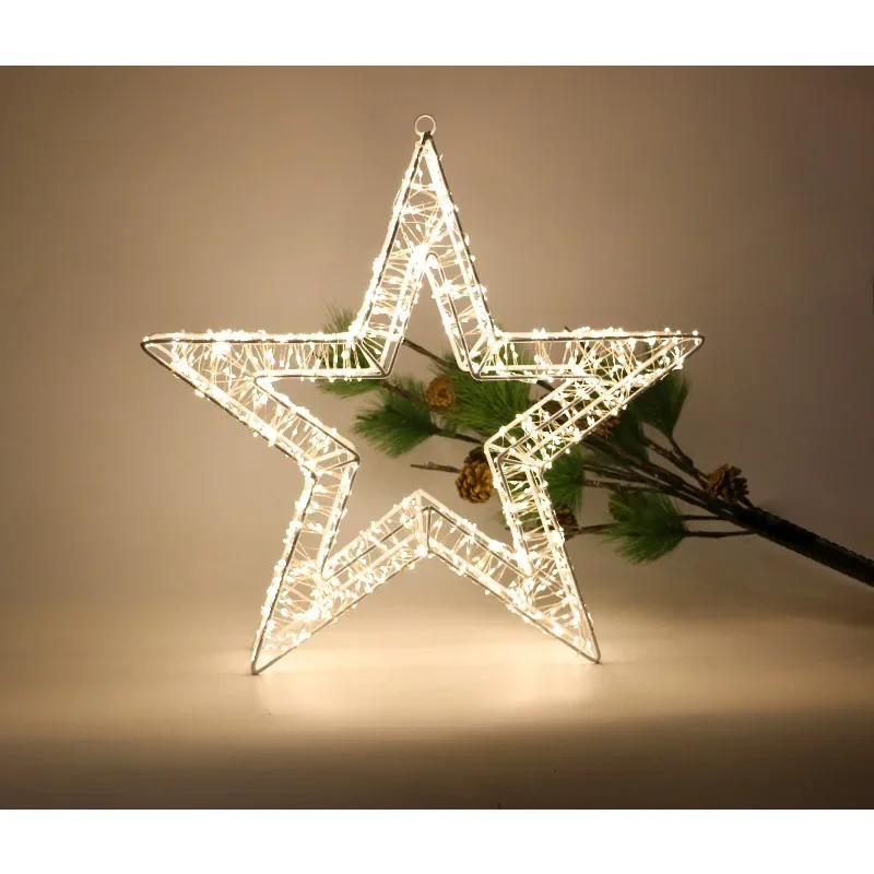 

Metal Frame Christmas Wreath with Copper Light, 1440 Light Emitting Diode, Outdoor Garden, Holiday Decorations