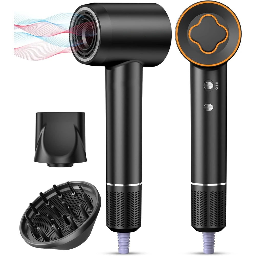 

Hair Dryer, High-Speed Brushless Motor Negative Ionic Blow, Low Noise Thermo-Control and Diffuser and Nozzle, Hair Dryer