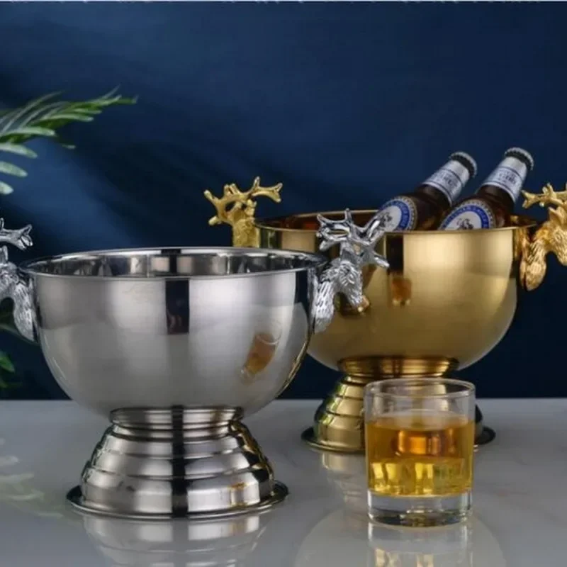 304 stainless steel Deer Head ear GOLD & SILVER CHAMPAGNE ICE BUCKET CHAMPAGNE ICE BOWL   NJ72620