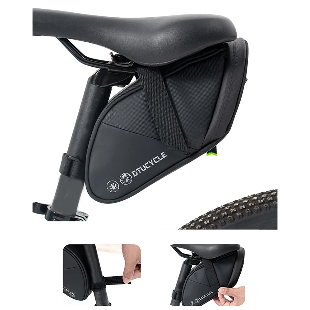 

Bicycle Under Seat Bag Bike Strap-On Saddle Bag Large Capacity Nylon Bike Bag with Reflective Strip for Mountain Road Bikes