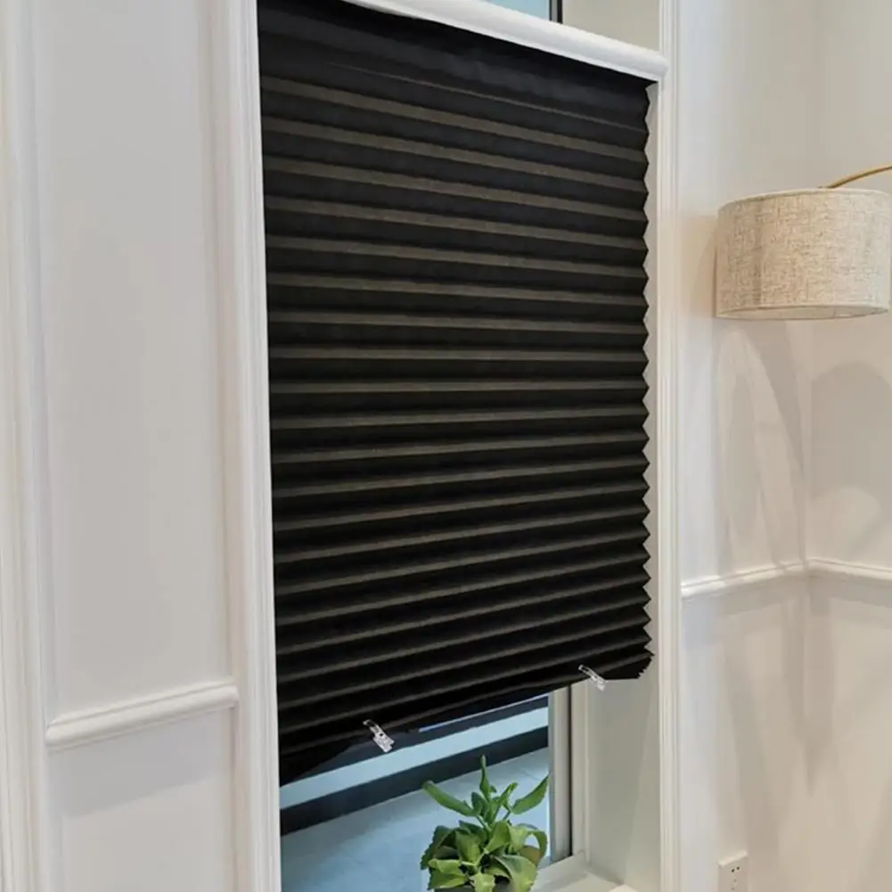 قطع إلى حجم ستائر النوافذ ستائر قماش غير منسوجة ستائر متطوية لاسلكية مؤقتة لأبواب النوافذ بدون حفر للمنزل