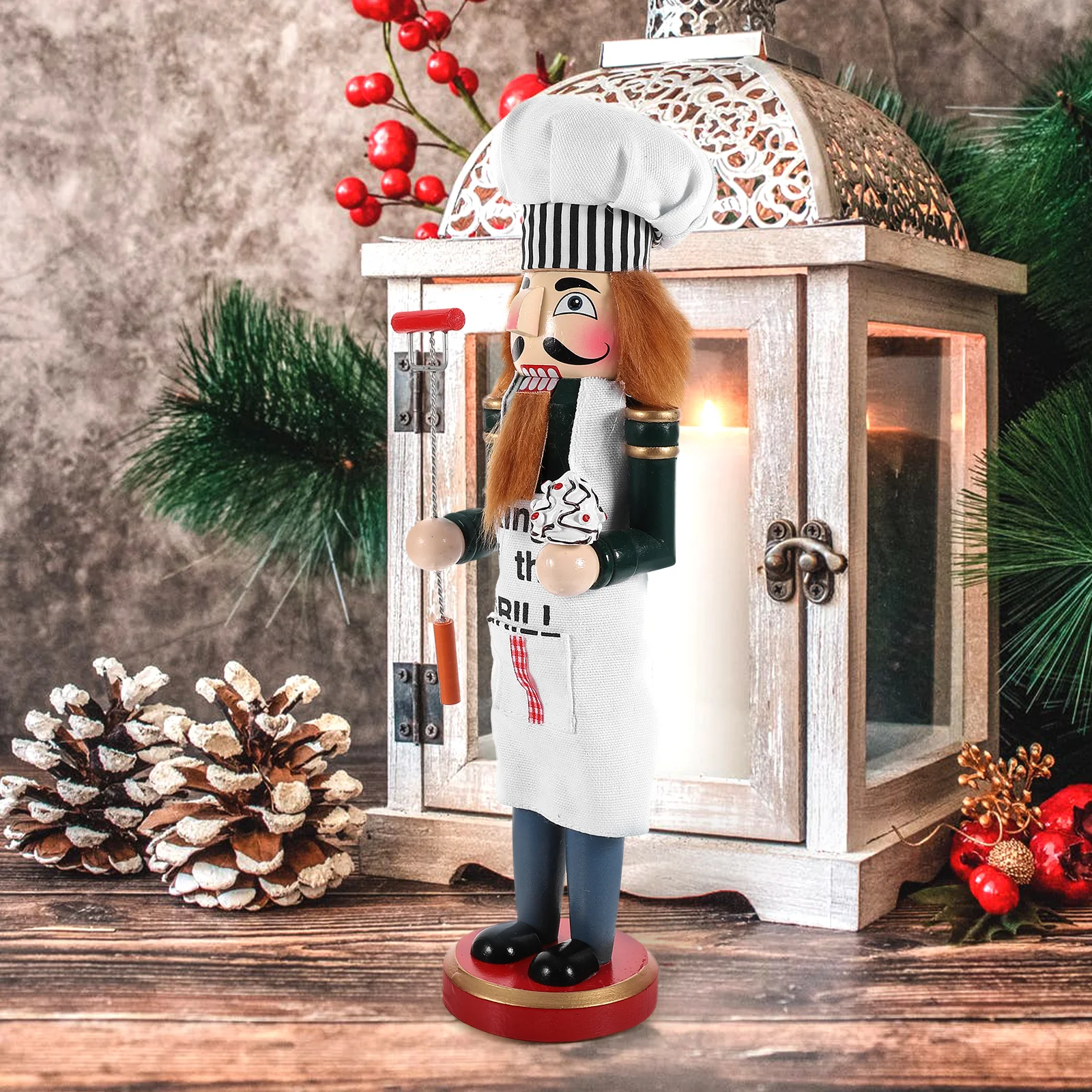 

Nutcracker Ornament Decorations Christmas Nutcrackers Xmas Chef Statue Cutting Machine Kitchen