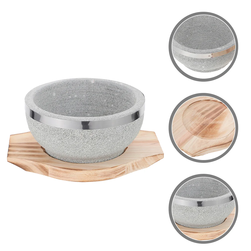 Korean Stone Pot Bowal for Dolsot Clay Pots Cooking Desktop Bibimbap Bowl Wooden Soup