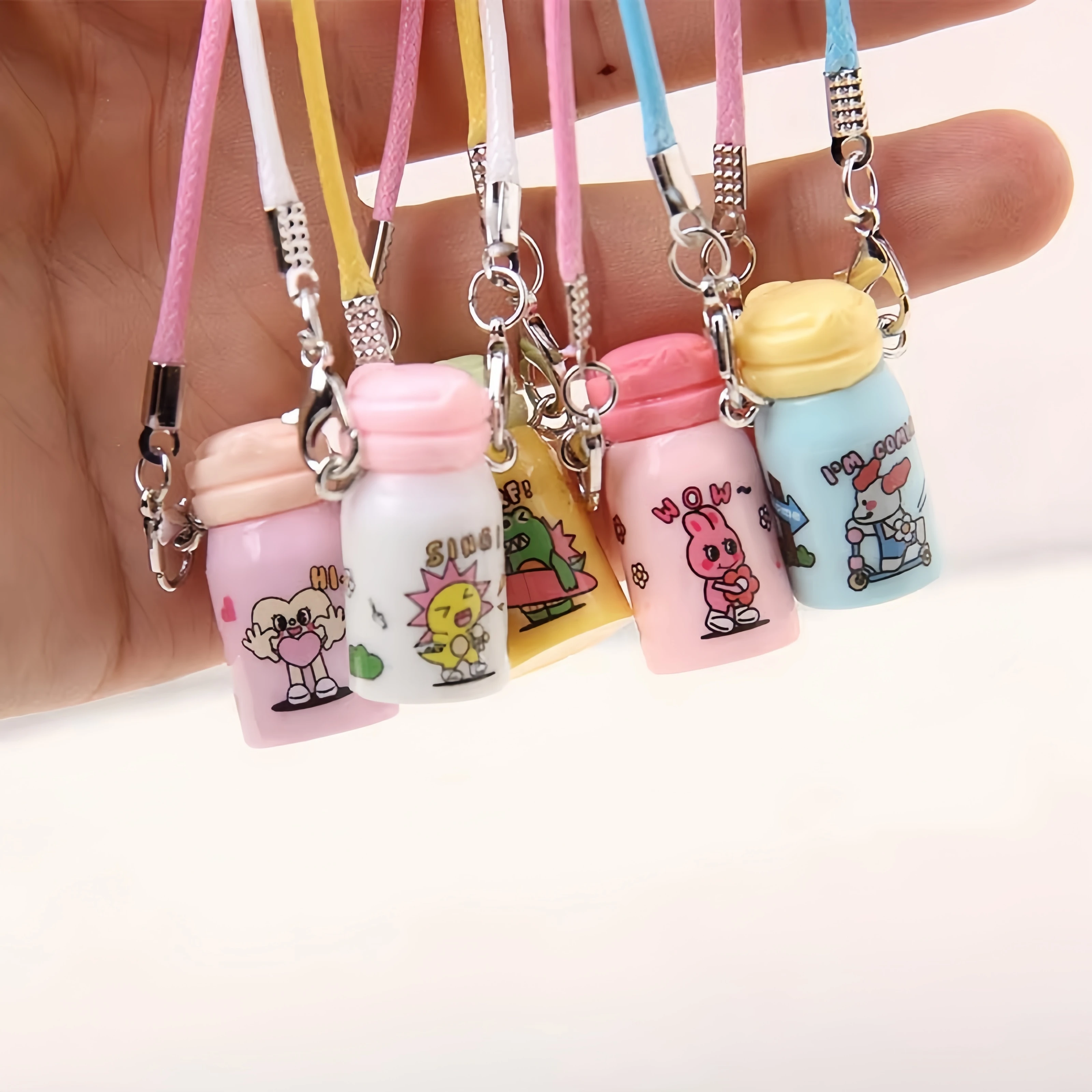 Mini Water Bottle Thermos Cup for Labubu Doll, Cute Crossbody Bottle Charm with Double-Sided Strap, Doll Accessory Gift Toy Set