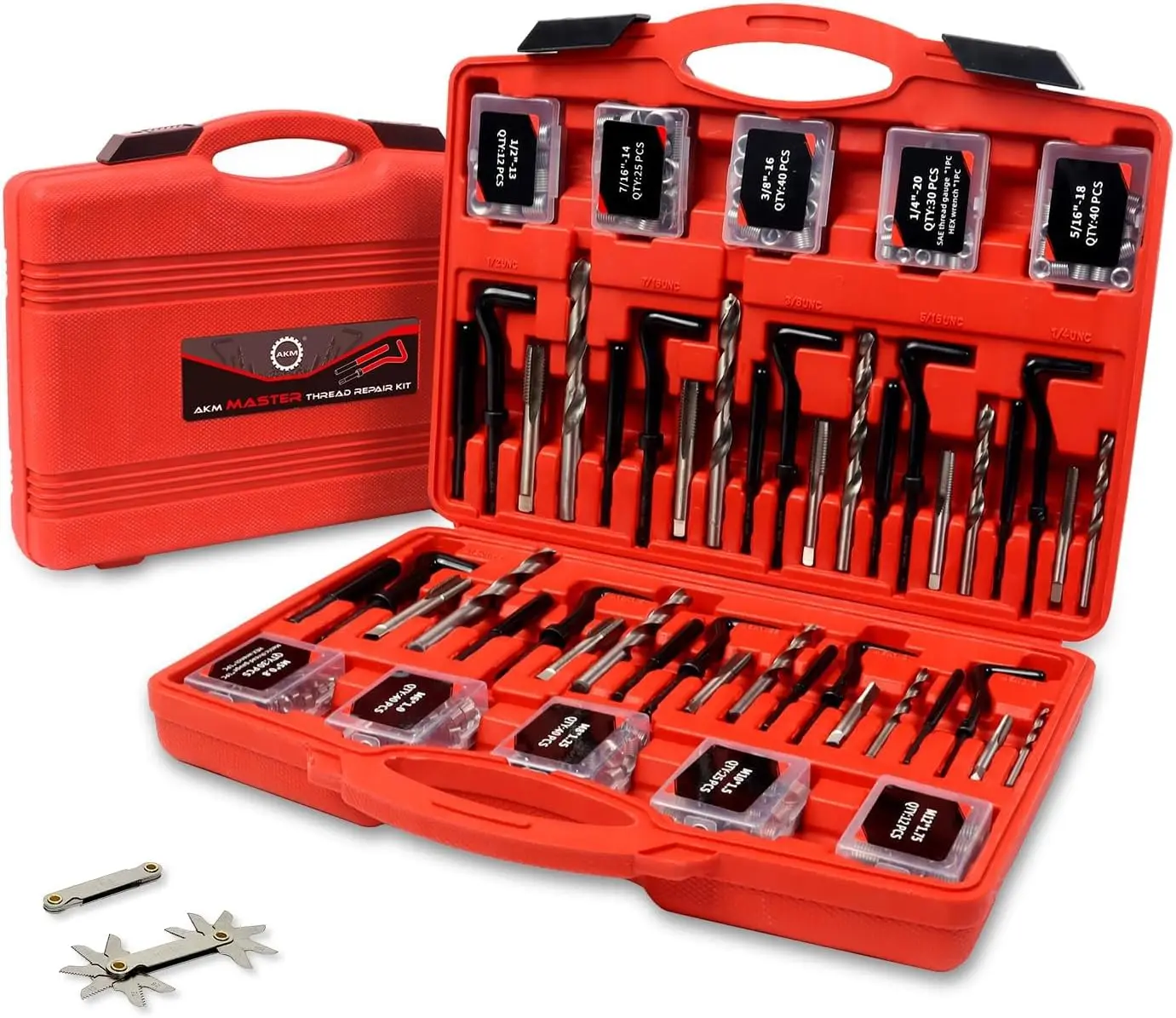 

338Pc Thread Repair Kit, HSS Drill Helicoil SAE Metric Kit with Gauge for Automotive Engine Repair