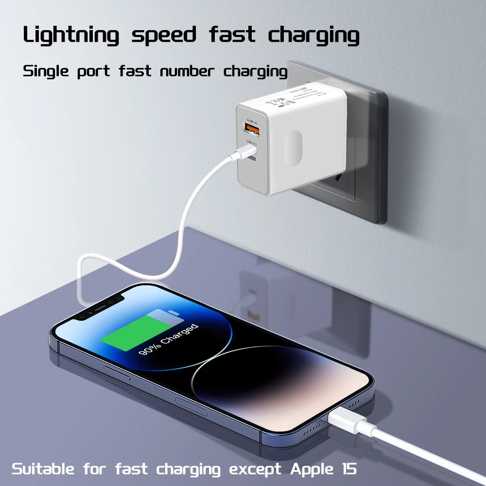 120W USB Charger PD Power Fast Charging Desktop Cord 1m USB Adapter for iPhone Samsung Xiaomi - náhled 3