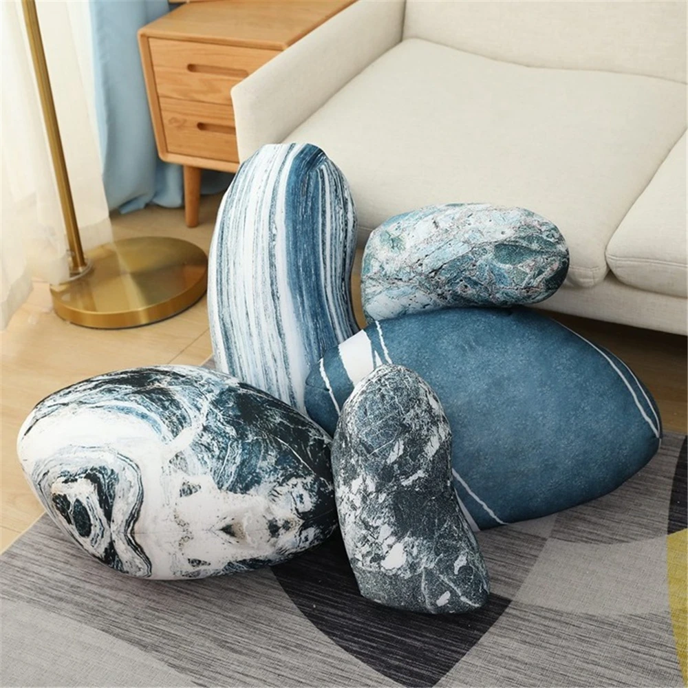 Simulation Stone Shape Plush Cushion Soft Stuffed Cobblestone Pillow Kids Play Toys Backrest Pillow for Home Sofa Decoration