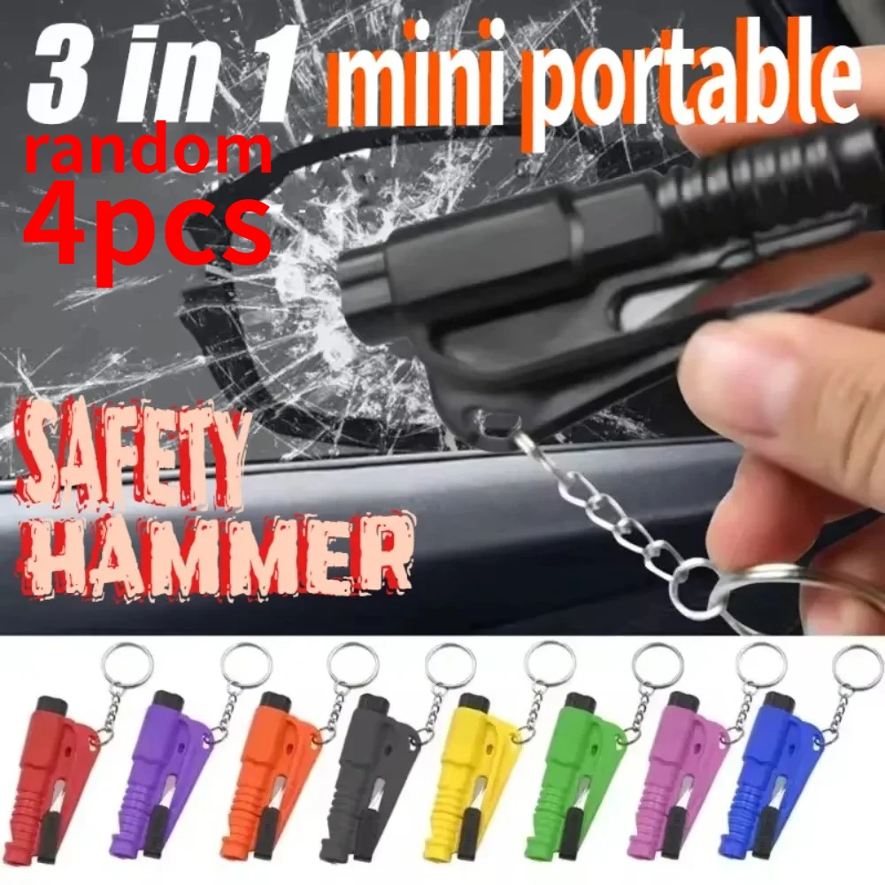 

4 шт., автомобильный безопасный молоток, мини-портативный оконный выключатель, резак для ремней безопасности, аварийно-спасательный инструмент для автосъемки