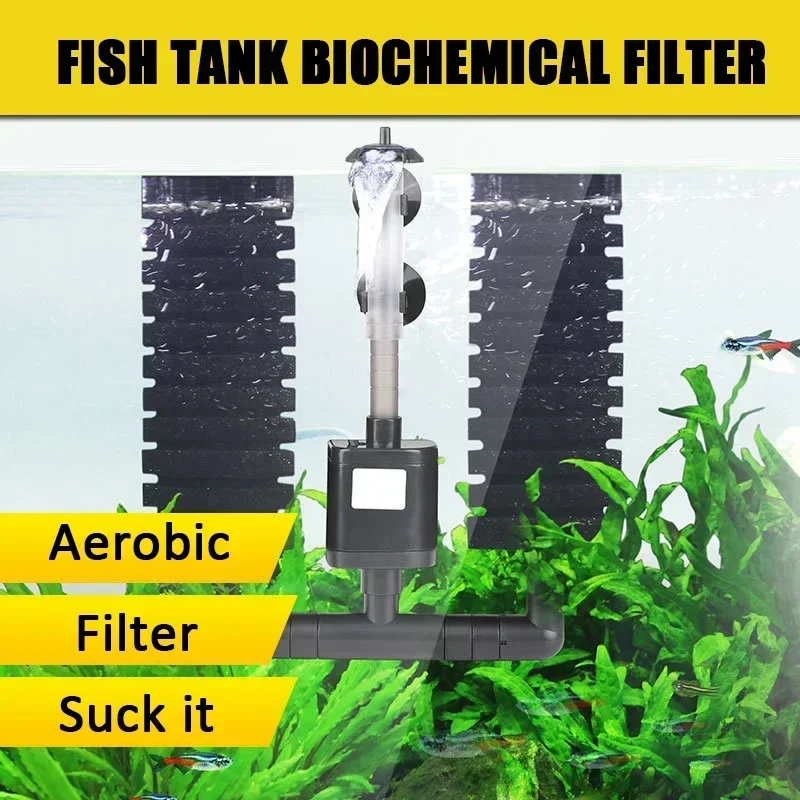 

-in-1 Clean Water Oxygenation Filter Pump Project Skimmer Silent Biochemical Filter Aquarium Fish Tank Filter Submersible Pump 3