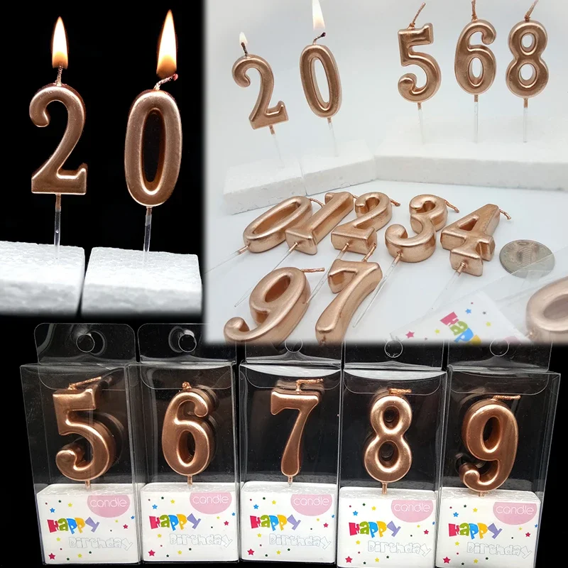 Pure color digital candle rose gold glitter paint birthday cake creative atmosphere wedding celebration birthday one hundred