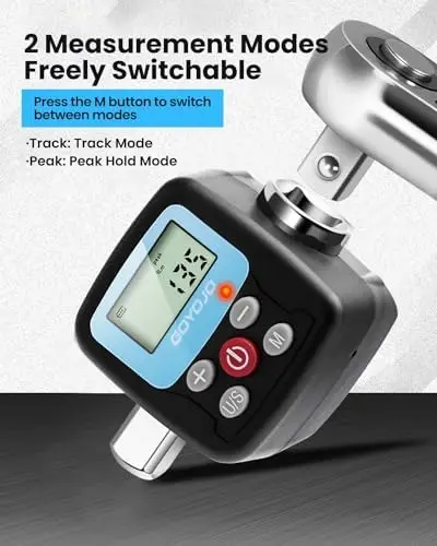 정밀 디지털 디스플레이 전자 토크 렌치 어댑터 30N.m-340N.m 자동차 DIY 홈 수리를위한 강철 소재